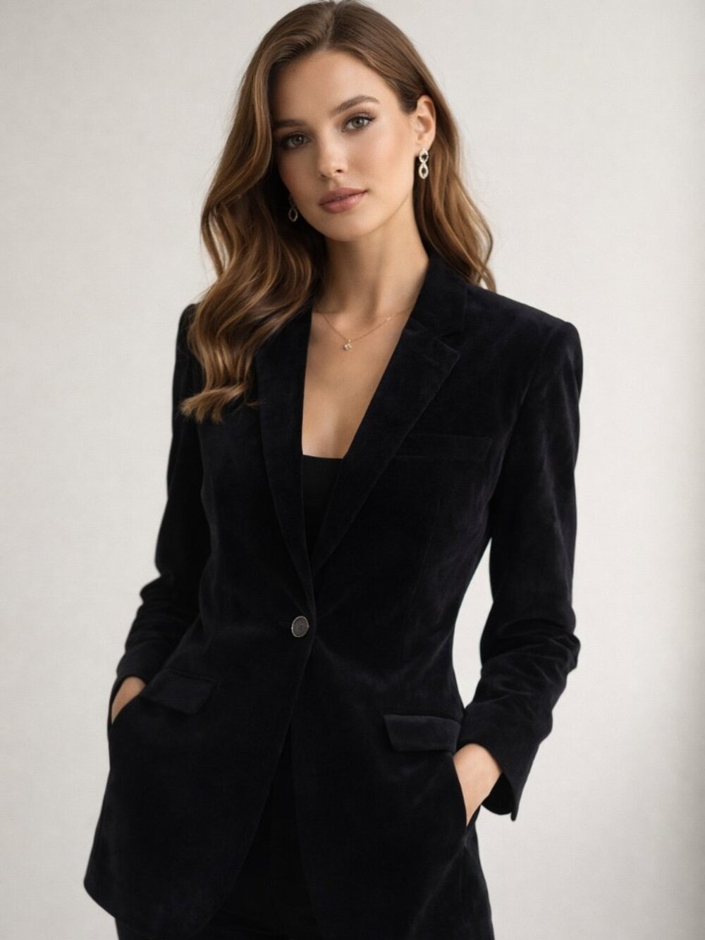 Zara black velvet fully lined blazer Size S Academia Career NWOT